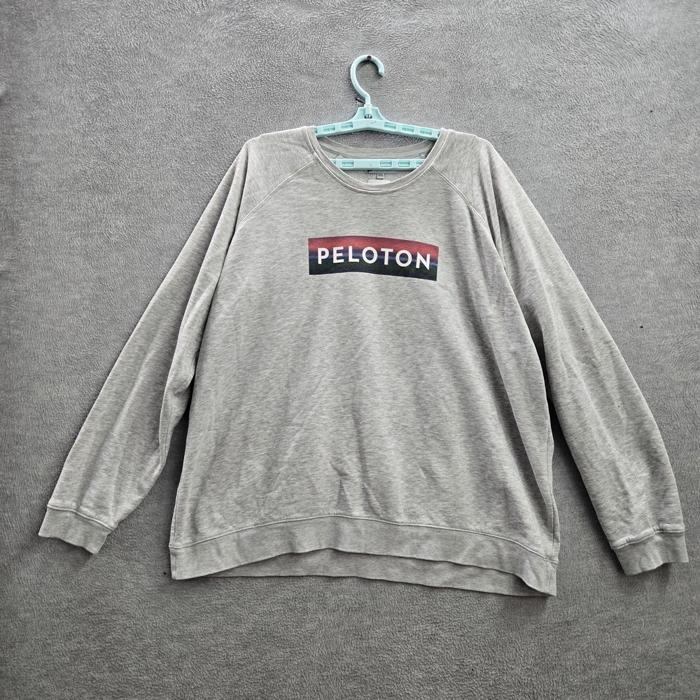 Peloton Women Sweatshirt XXL Gray Logo Oversized Long Sleeve